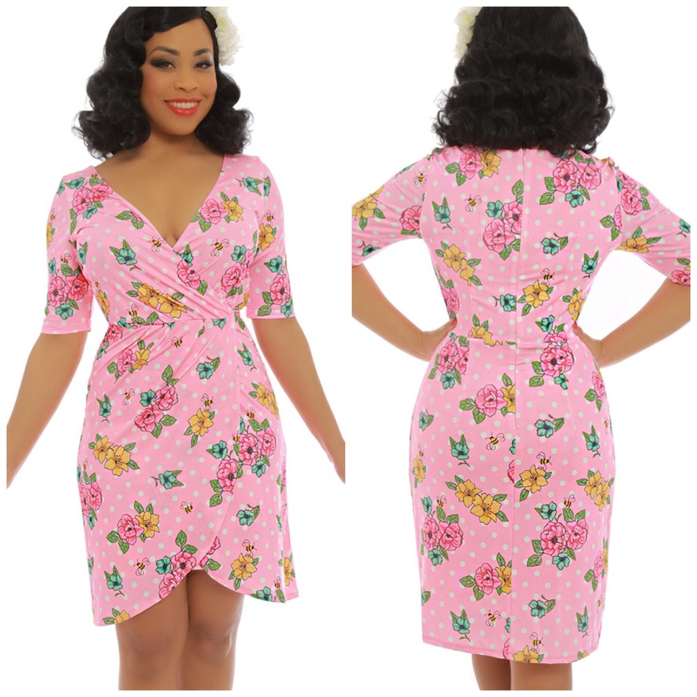 Lindy Bop Wiggle Faux Wrap Dress